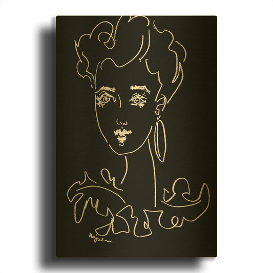 'Another Face Noir' By Holly Wojhan Gold Metal Wall Art