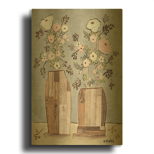 'Morning Pinks' By Holly Wojhan Gold Metal Wall Art