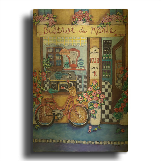 'Bistrot de Marie' By Holly Wojhan Gold Metal Wall Art