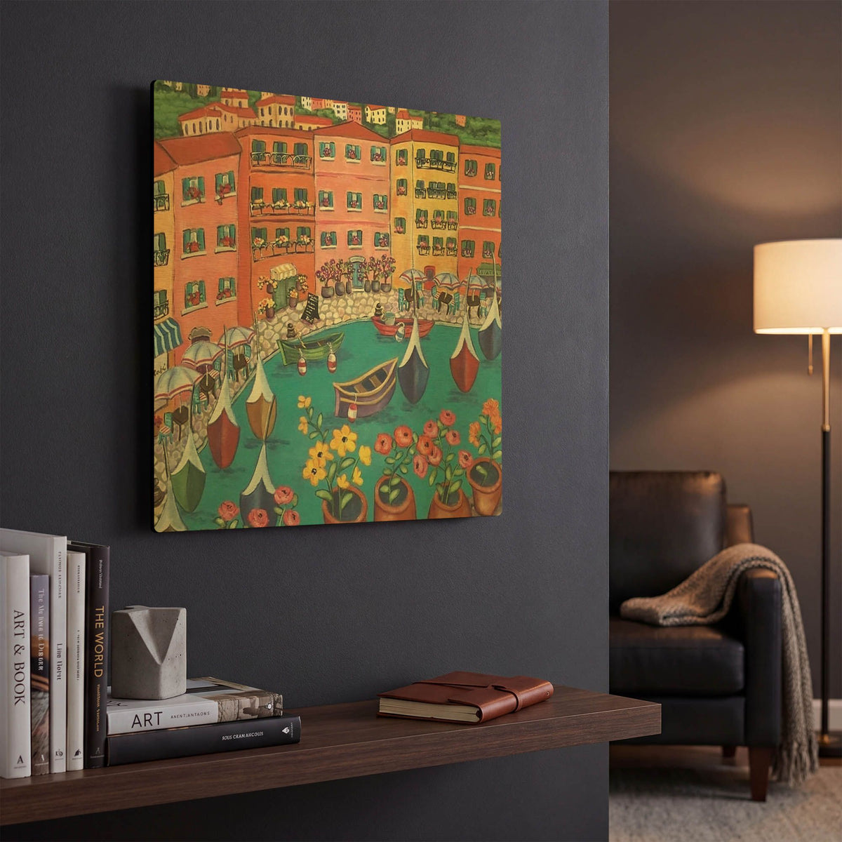 'Villefranche Sur Mer' By Holly Wojhan Gold Metal Wall Art