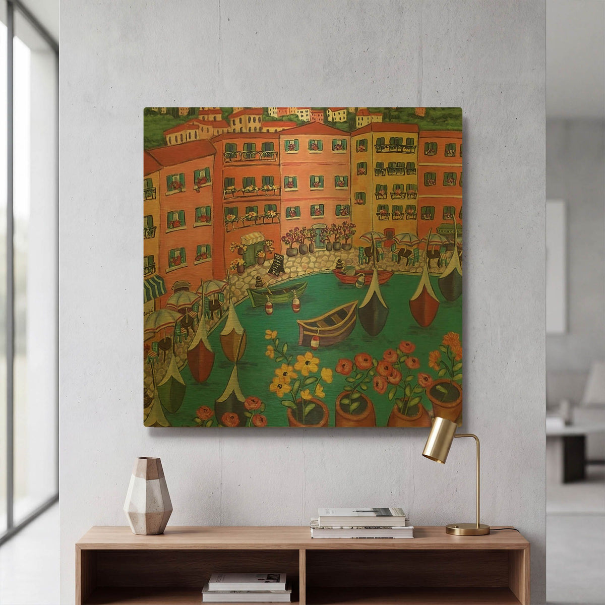 'Villefranche Sur Mer' By Holly Wojhan Gold Metal Wall Art