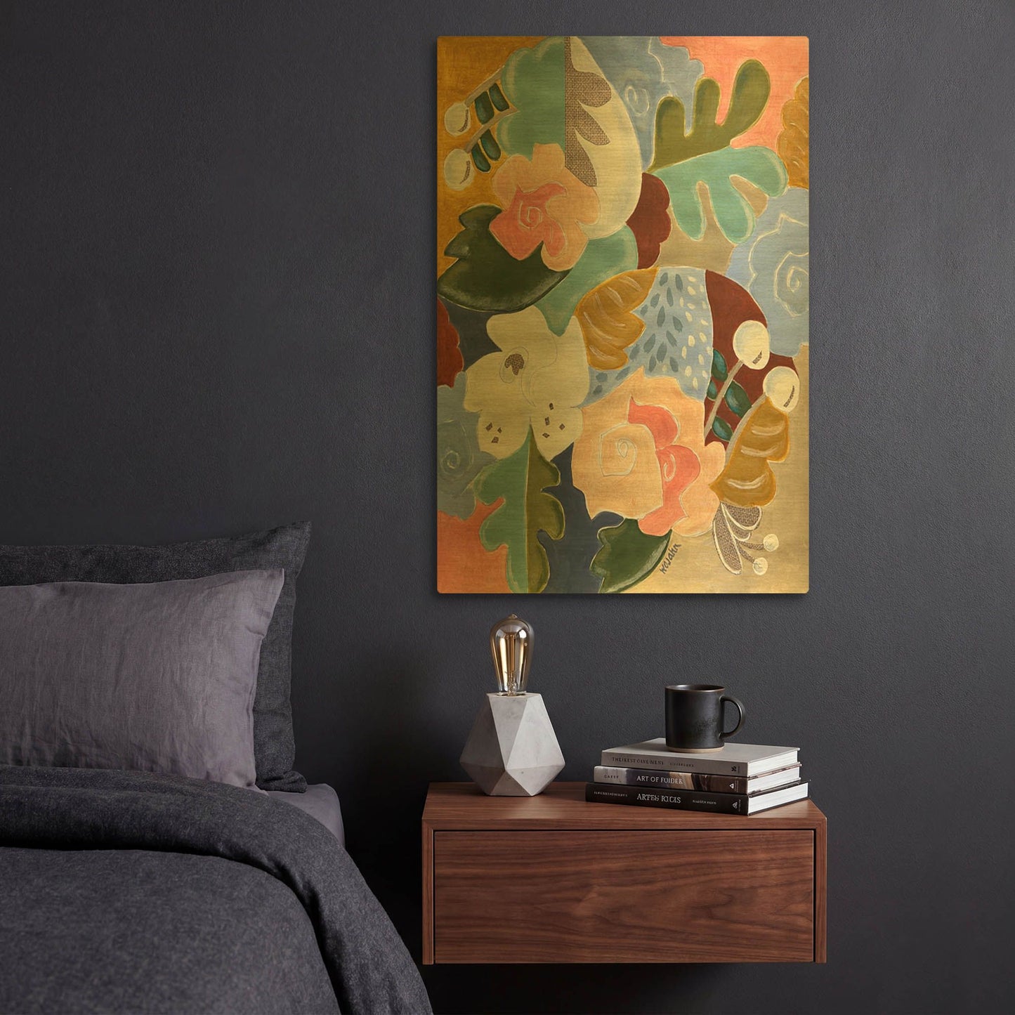 'Melange of Flowers' By Holly Wojhan Gold Metal Wall Art