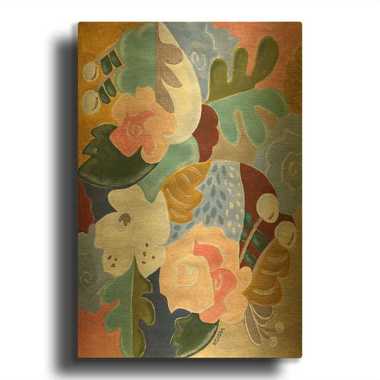 'Melange of Flowers' By Holly Wojhan Gold Metal Wall Art