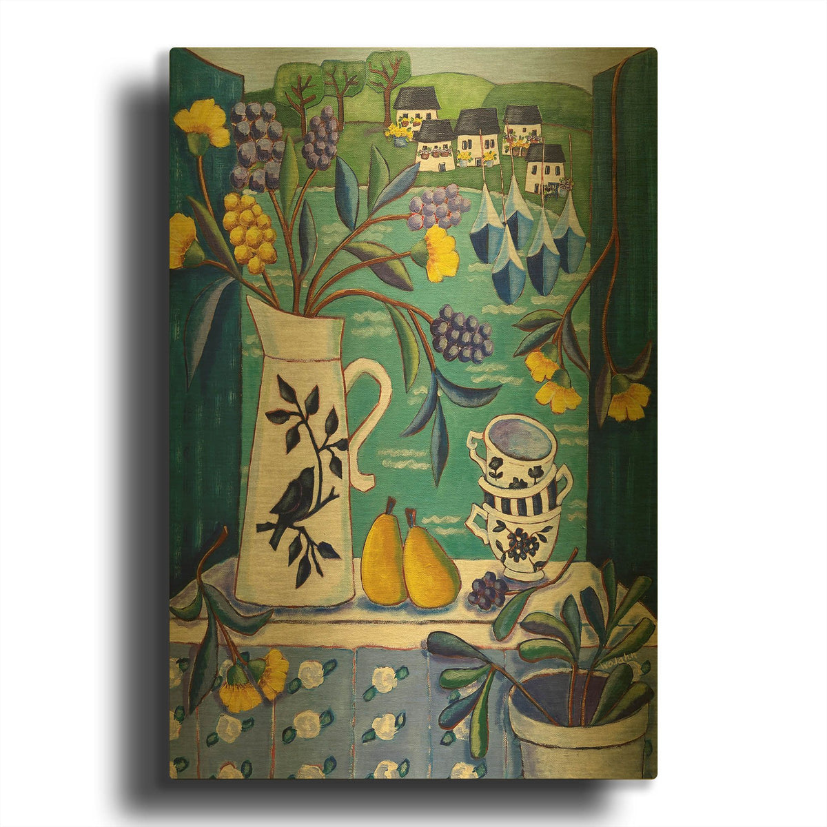 'Cottage by the Sea' By Holly Wojhan Gold Metal Wall Art