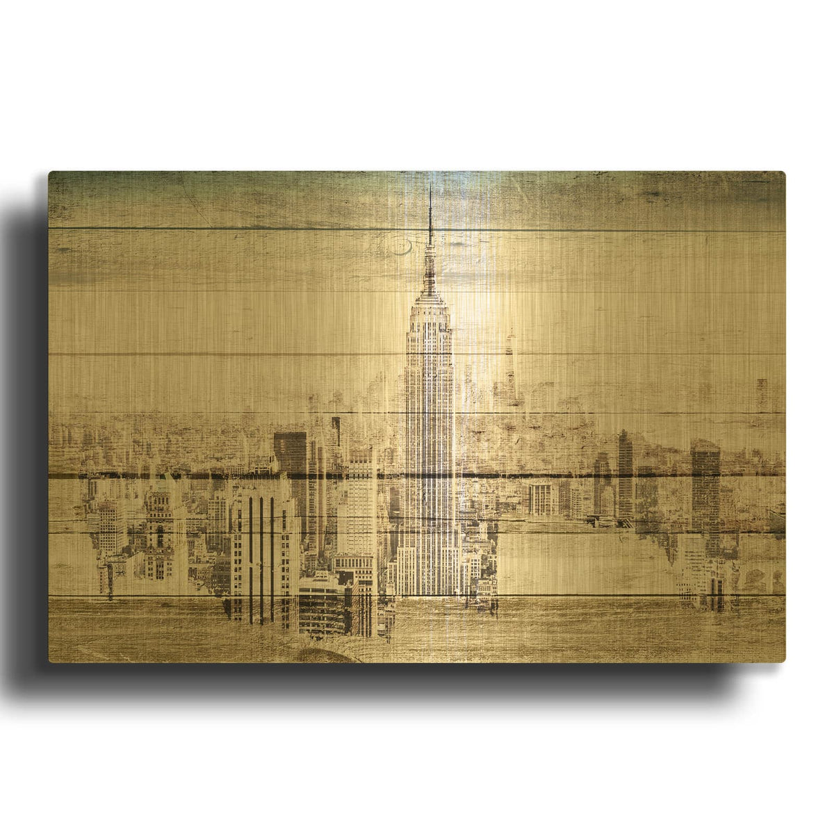 'State Building New York' By Irena Orlov Gold Metal Wall Art