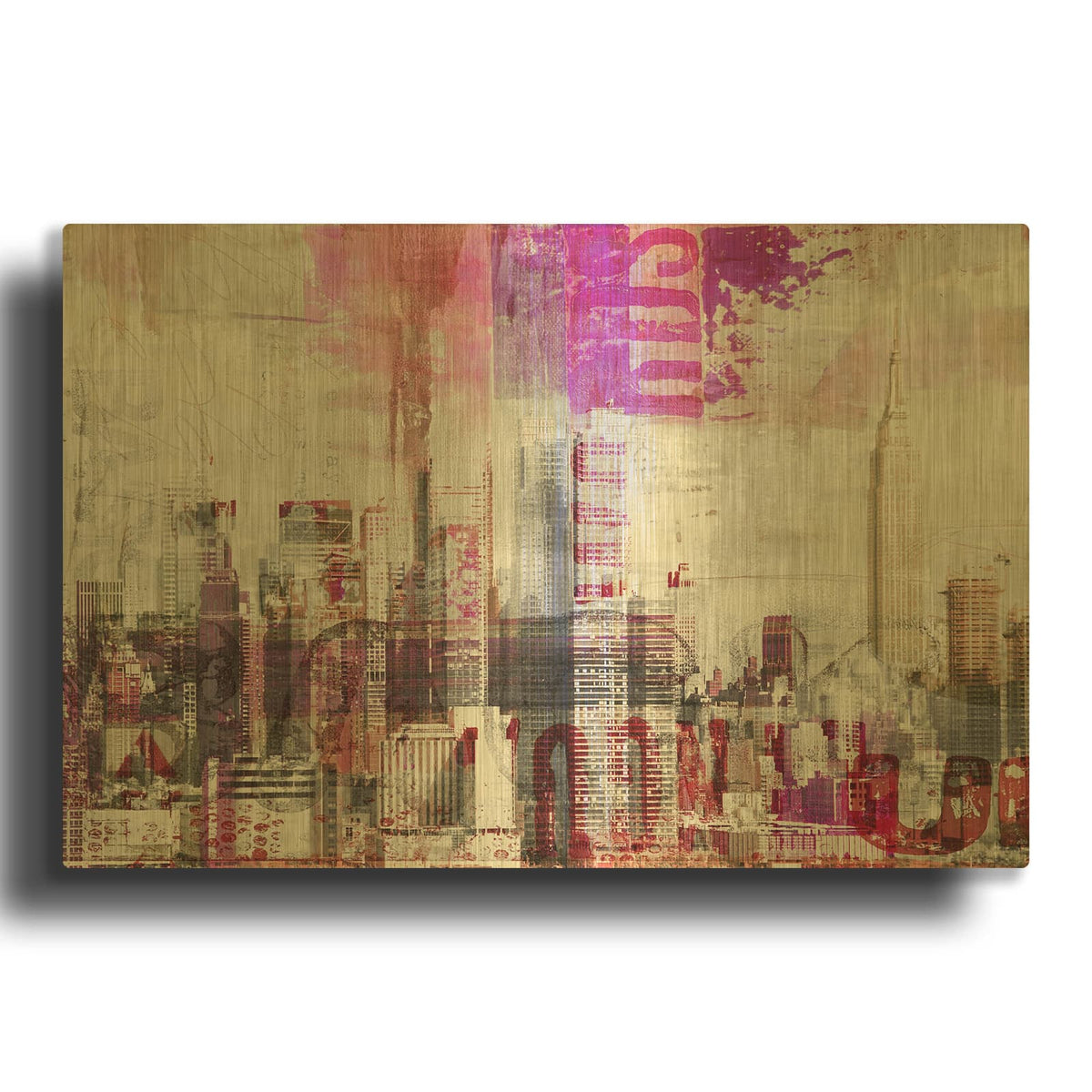 'Colorful New York 4' By Irena Orlov Gold Metal Wall Art