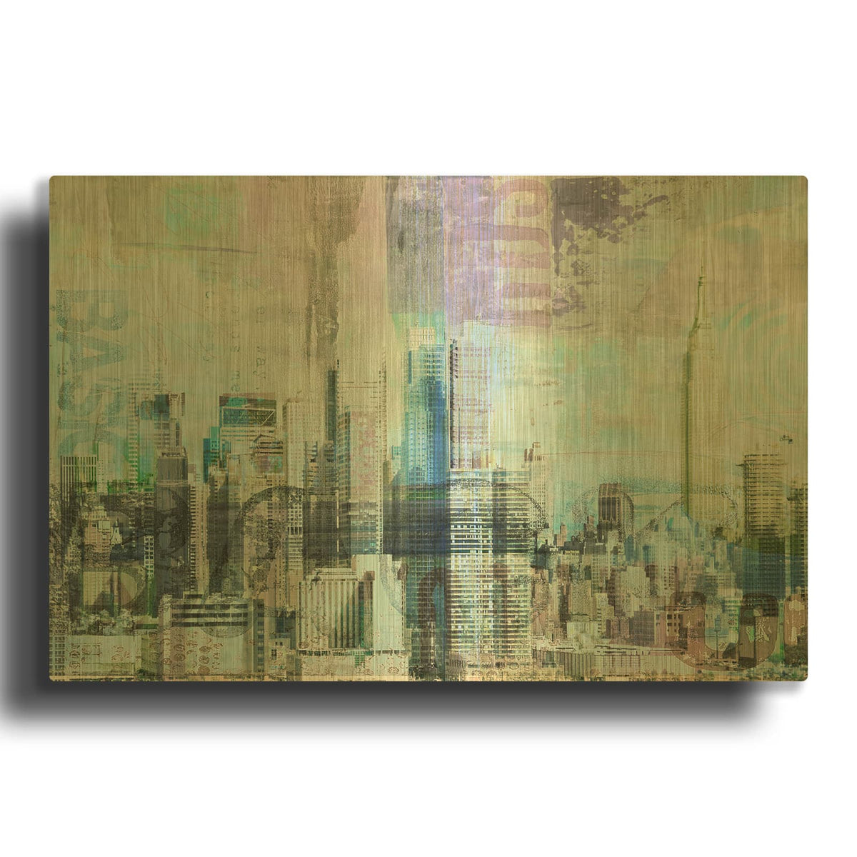 'Colorful New York 6' By Irena Orlov Gold Metal Wall Art