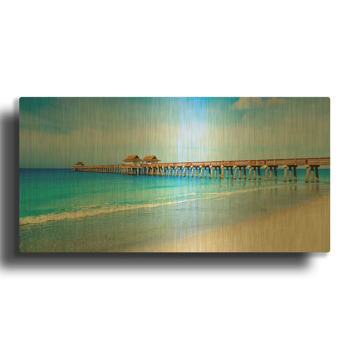 'Naples Florida Pier' By Luxe Gold Metal Wall Art