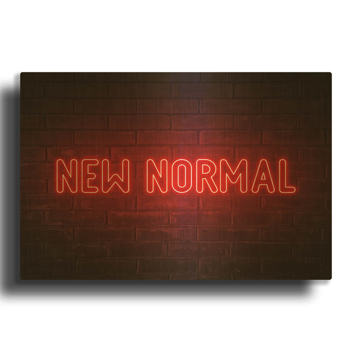 'New Normal In Neon Red' By Luxe Gold Metal Wall Art