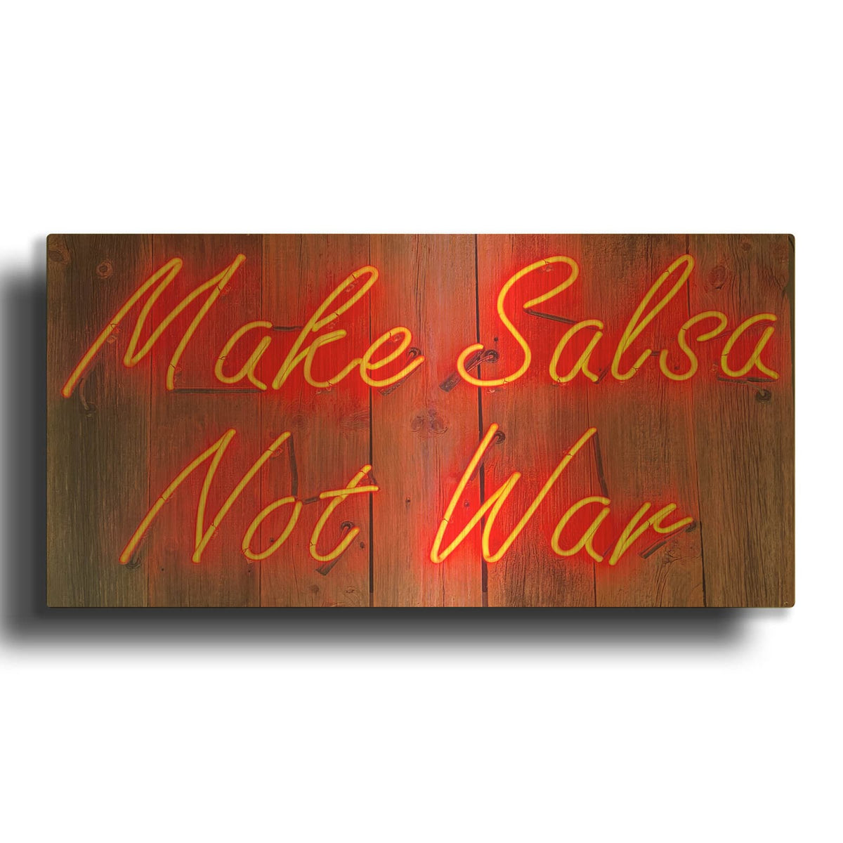 'Make Salsa Not War In Neon Rd' By Luxe Gold Metal Wall Art
