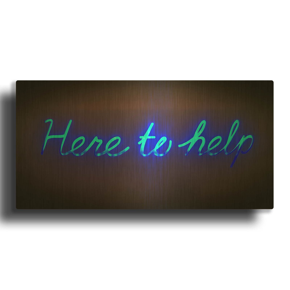 'Here To Help In Neon Blue' By Luxe Gold Metal Wall Art