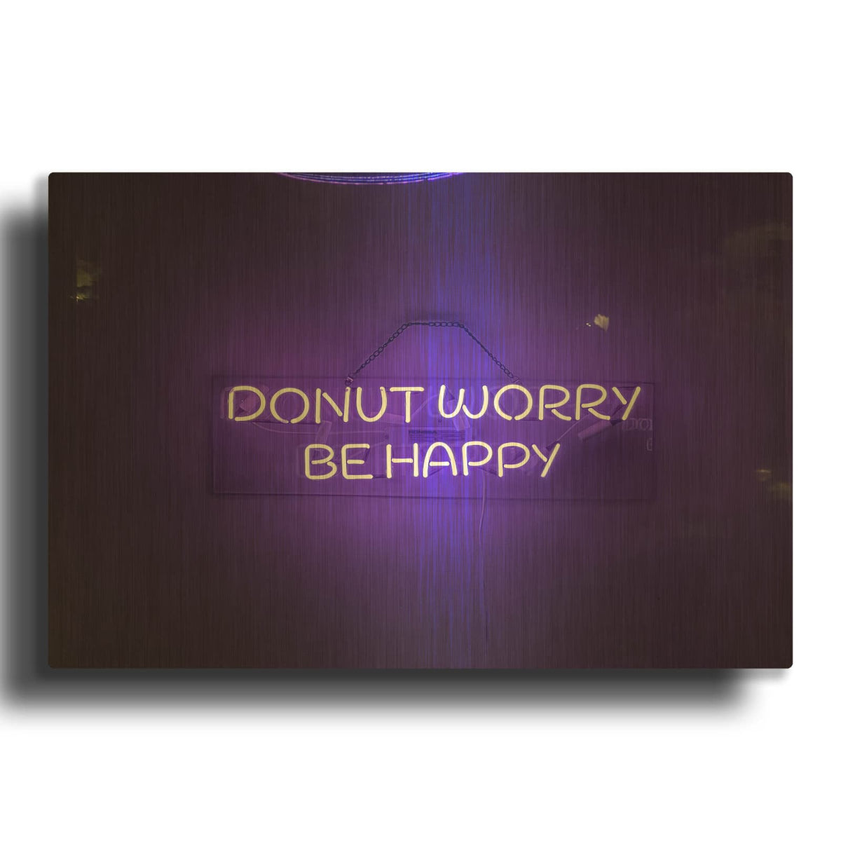 'Donut Worry Be Happy In Neon Purple' By Luxe Gold Metal Wall Art