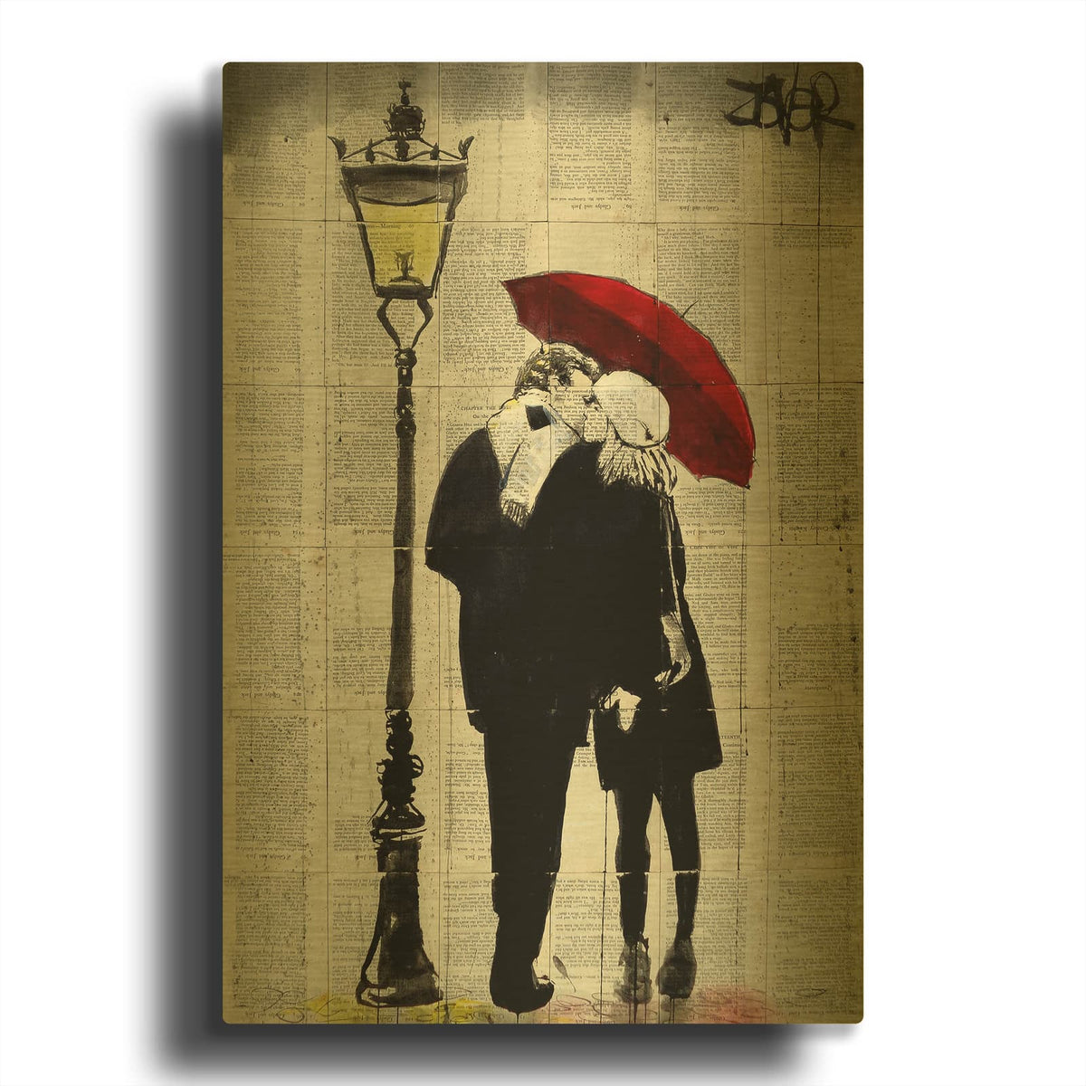 'Lamp Lovers' By Loui Jover Gold Metal Wall Art