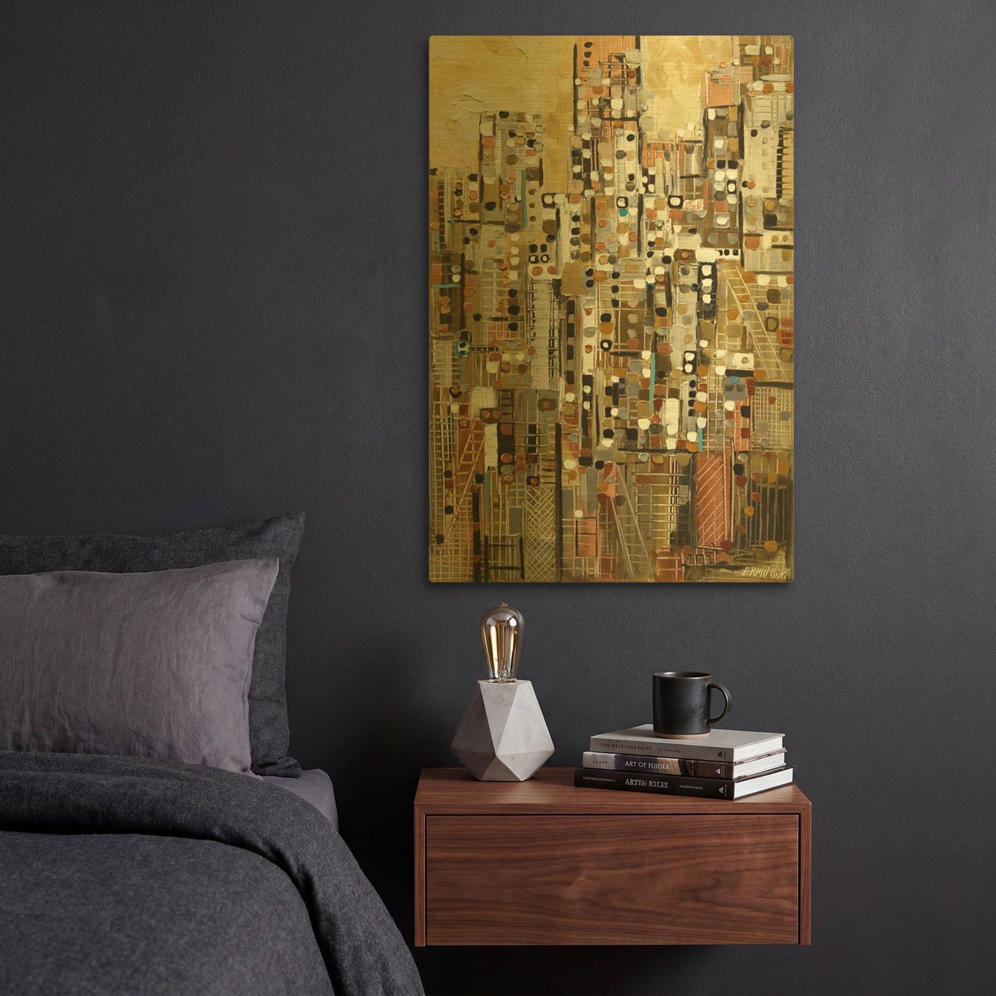 'Golden Cityscape' By Ekaterina Ermilkina Gold Metal Wall Art