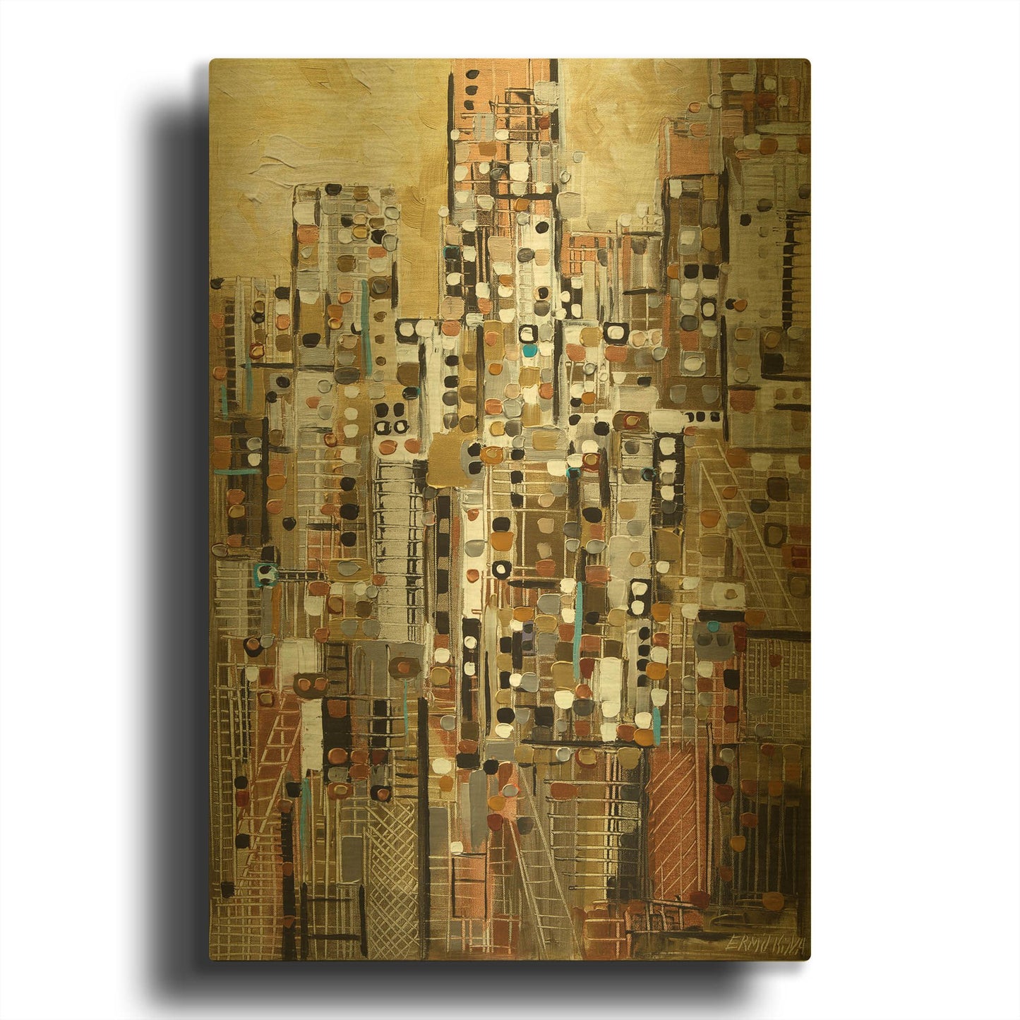 'Golden Cityscape' By Ekaterina Ermilkina Gold Metal Wall Art