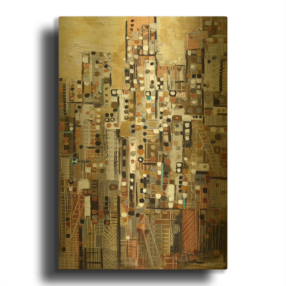 'Golden Cityscape' By Ekaterina Ermilkina Gold Metal Wall Art