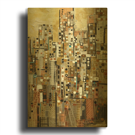 'Golden Cityscape' By Ekaterina Ermilkina Gold Metal Wall Art