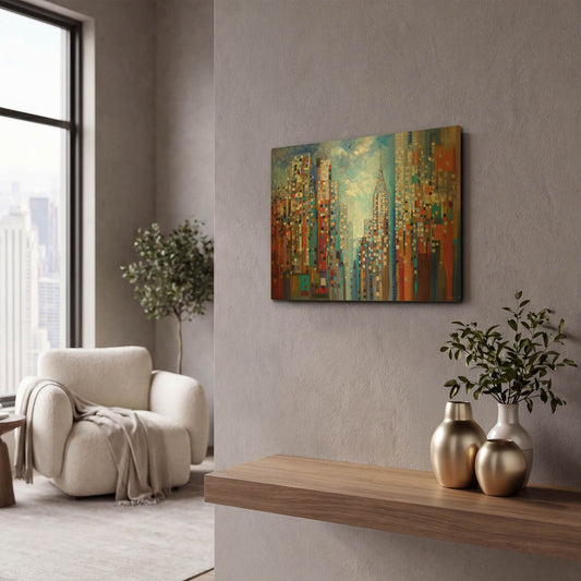 'Manhattan' By Ekaterina Ermilkina Gold Metal Wall Art