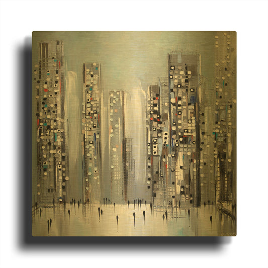 'Modern Life' By Ekaterina Ermilkina Gold Metal Wall Art