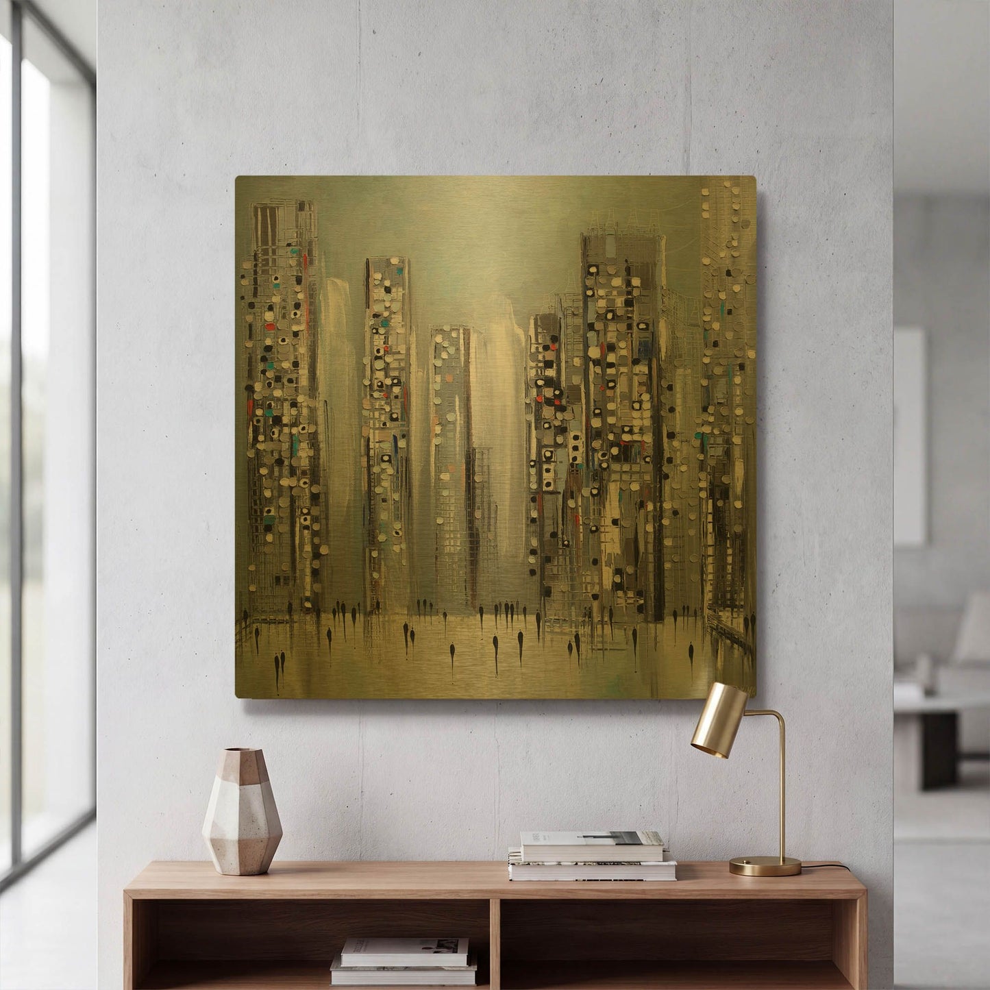 'Modern Life' By Ekaterina Ermilkina Gold Metal Wall Art