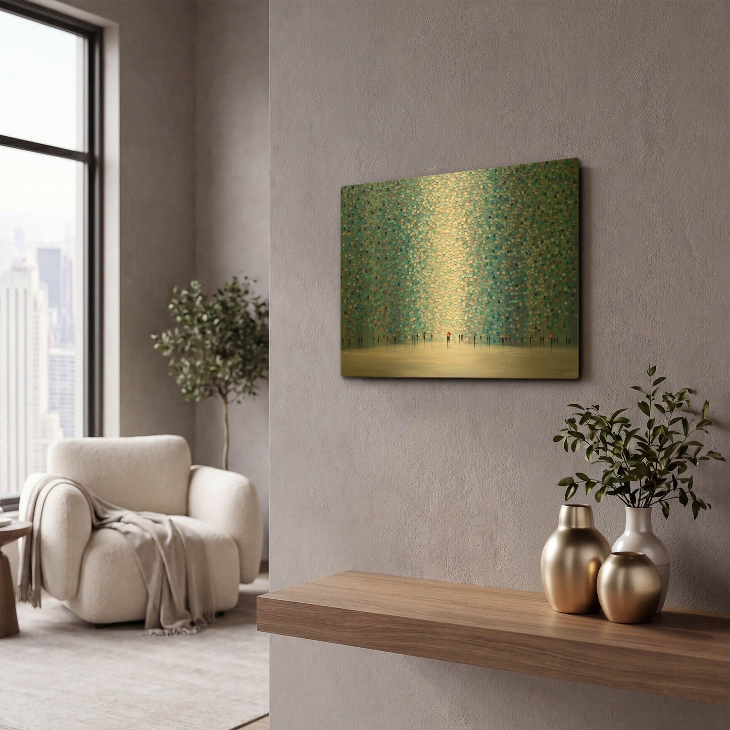 'Morning Rain' By Ekaterina Ermilkina Gold Metal Wall Art