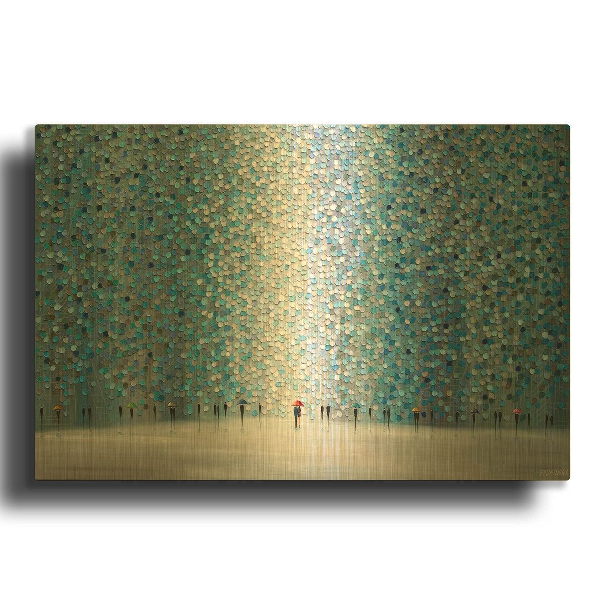 'Morning Rain' By Ekaterina Ermilkina Gold Metal Wall Art