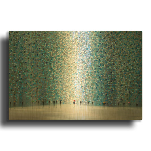 'Morning Rain' By Ekaterina Ermilkina Gold Metal Wall Art