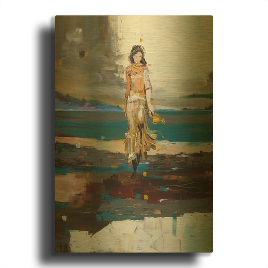 'The Storm' By Oscar Alvarez Pardo Gold Metal Wall Art