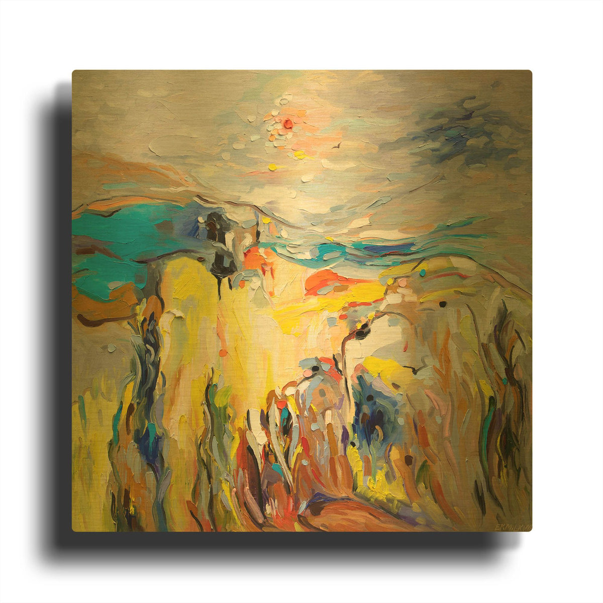 'Seascape' By Ekaterina Ermilkina Gold Metal Wall Art