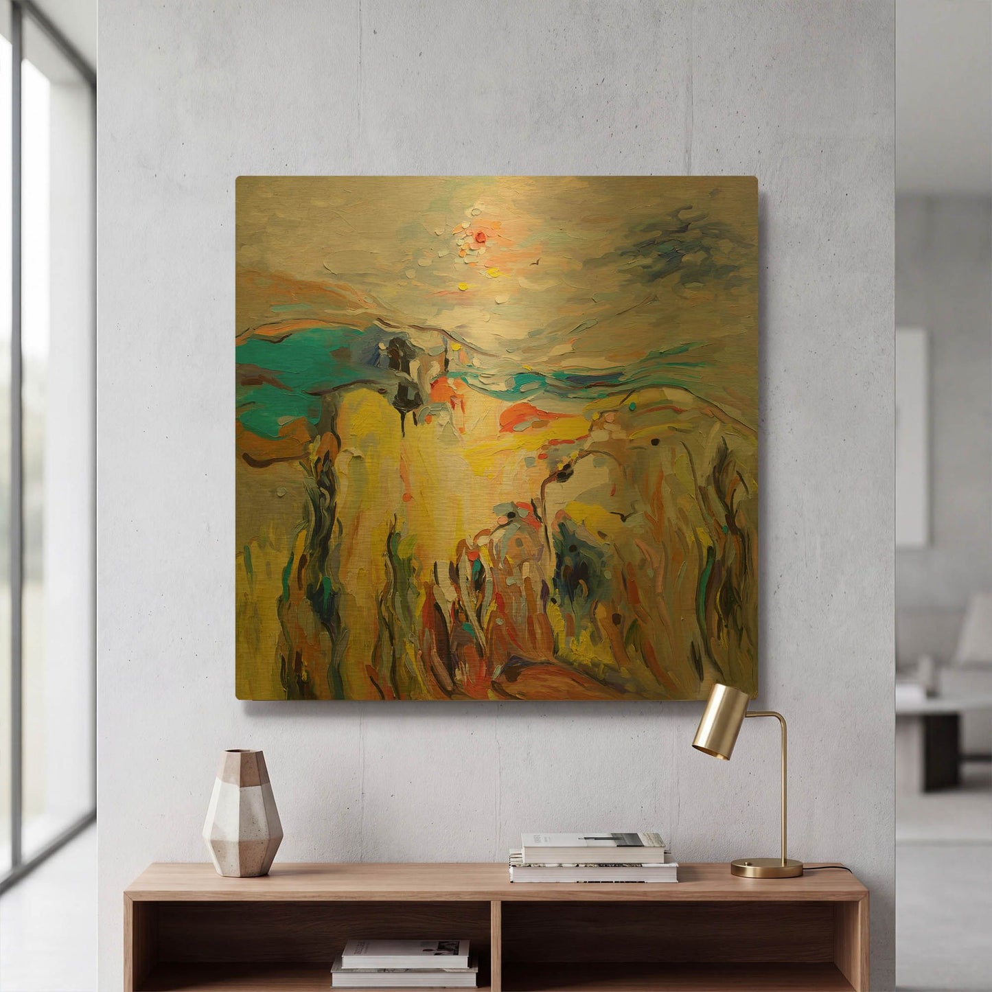 'Seascape' By Ekaterina Ermilkina Gold Metal Wall Art