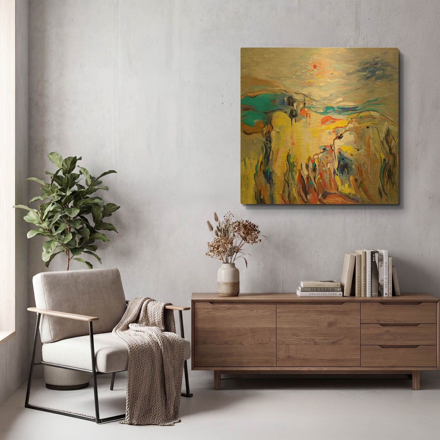 'Seascape' By Ekaterina Ermilkina Gold Metal Wall Art