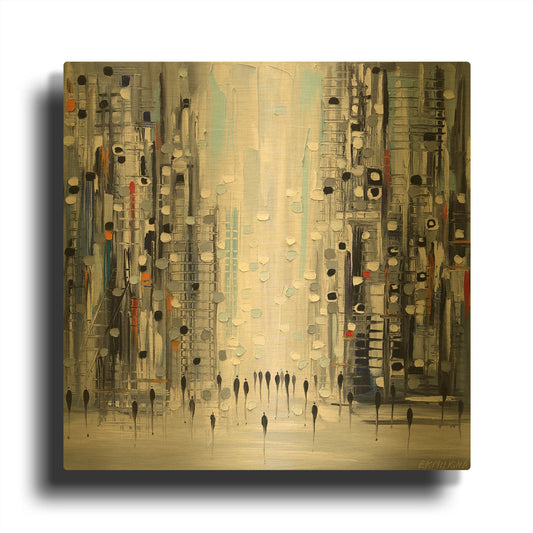 'Street LIfe' By Ekaterina Ermilkina Gold Metal Wall Art