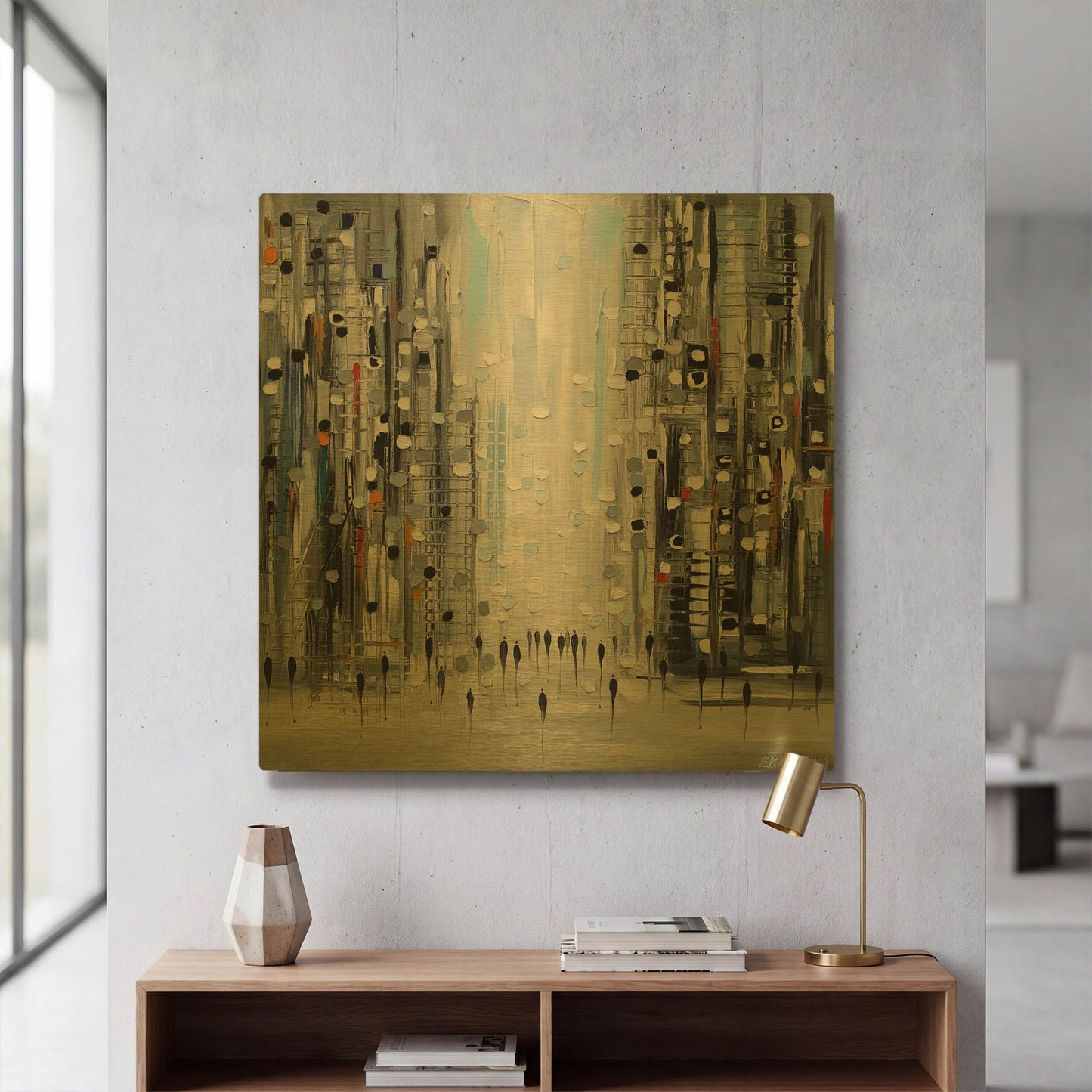 'Street LIfe' By Ekaterina Ermilkina Gold Metal Wall Art