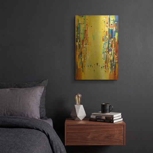 'Three Colorful Umbrellas' By Ekaterina Ermilkina Gold Metal Wall Art