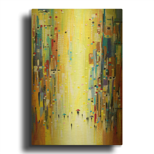 'Three Colorful Umbrellas' By Ekaterina Ermilkina Gold Metal Wall Art