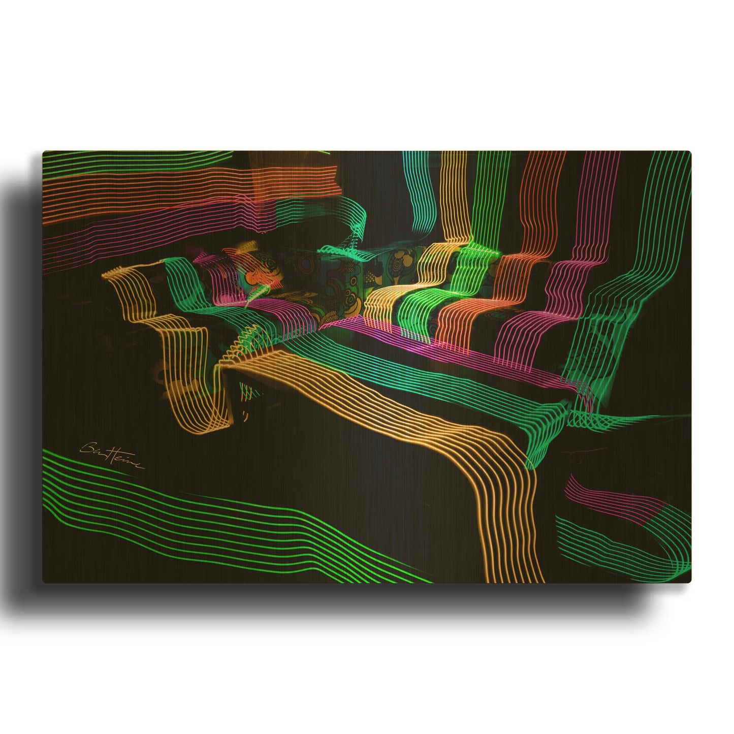 'Led Lights 4' By Ben Heine Gold Metal Wall Art