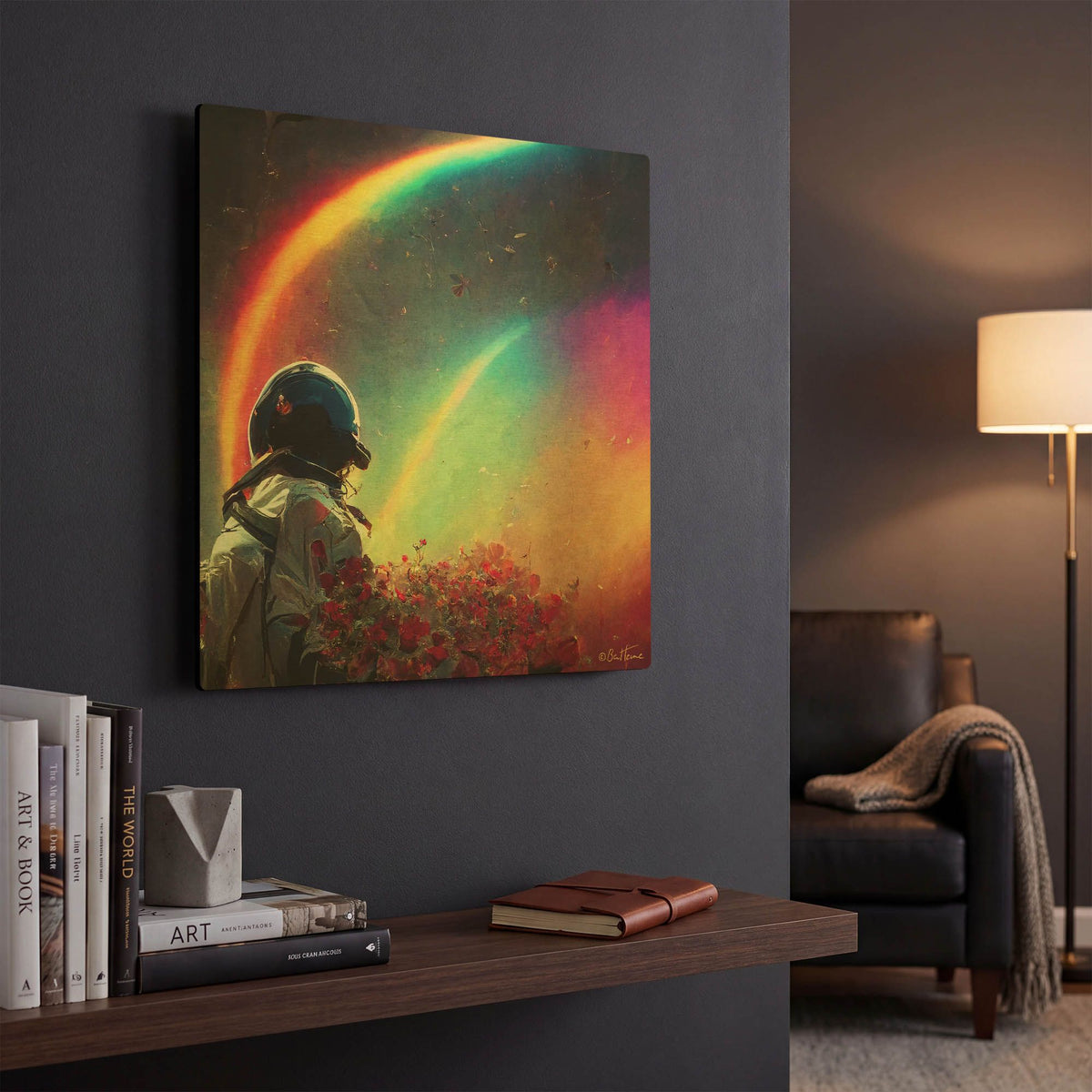 'Live in a Rainbow Galaxy' By Ben Heine Gold Metal Wall Art