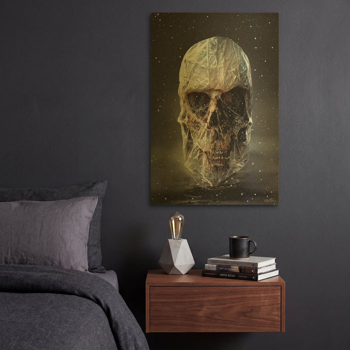 'Cosmo Skull' By Ben Heine Gold Metal Wall Art