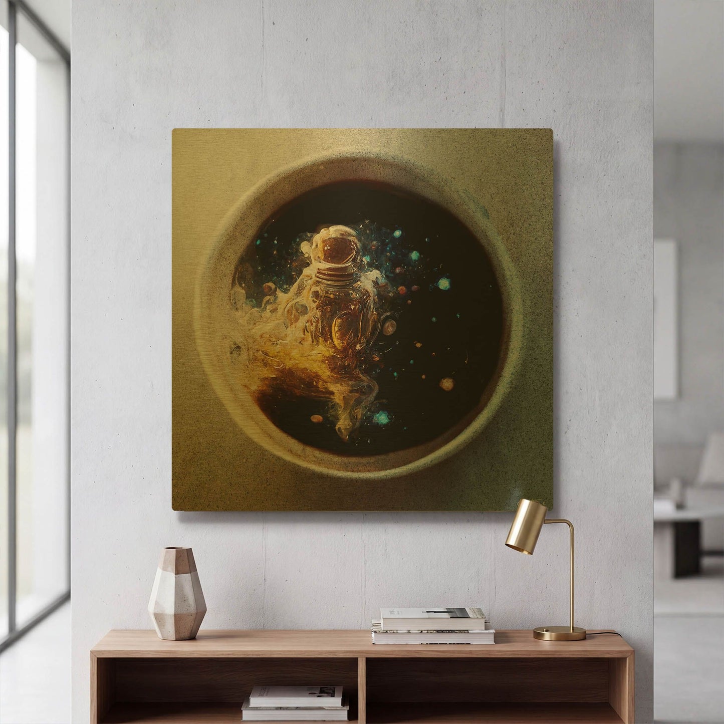 'Cup of Coffee' By Ben Heine Gold Metal Wall Art