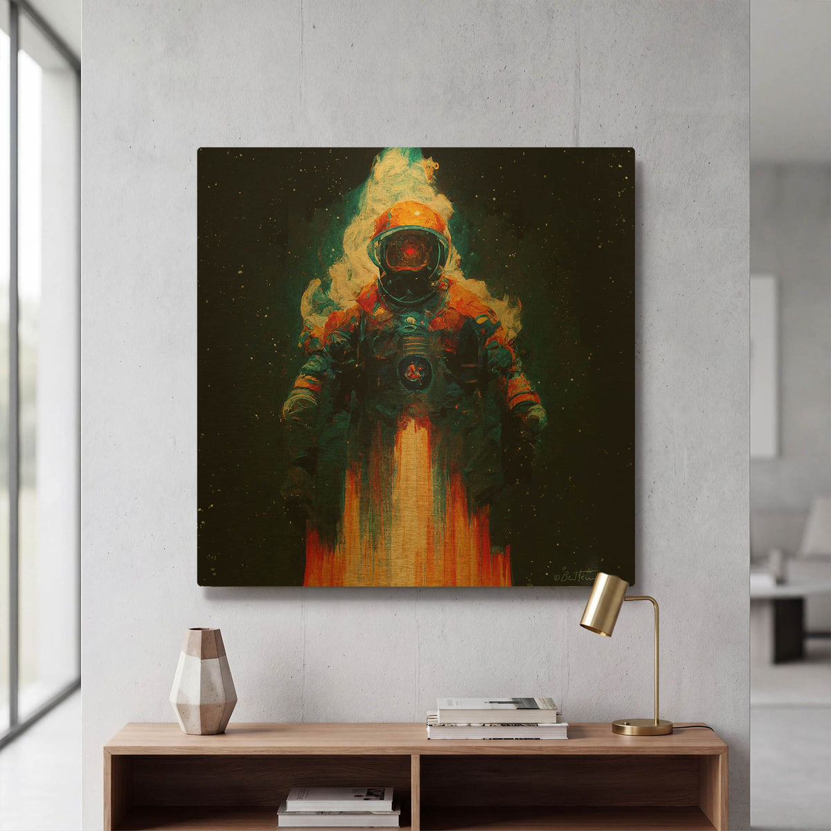 'The Astro Cruiser' By Ben Heine Gold Metal Wall Art