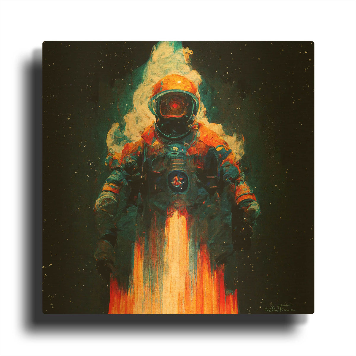 'The Astro Cruiser' By Ben Heine Gold Metal Wall Art