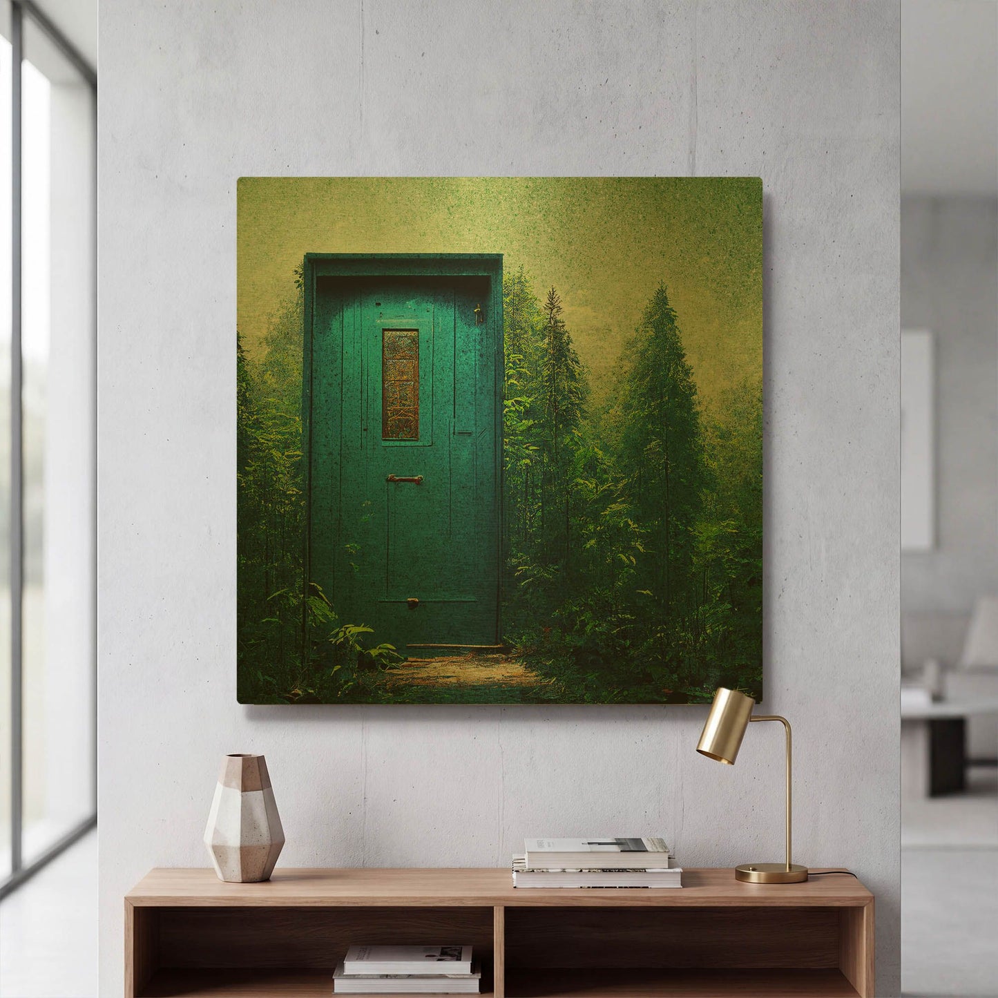'Blue Door in the Green' By Ben Heine Gold Metal Wall Art