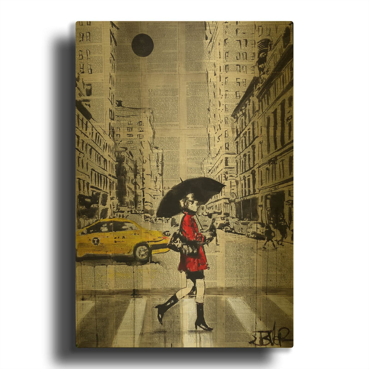 'Red Coat' By Loui Jover Gold Metal Wall Art
