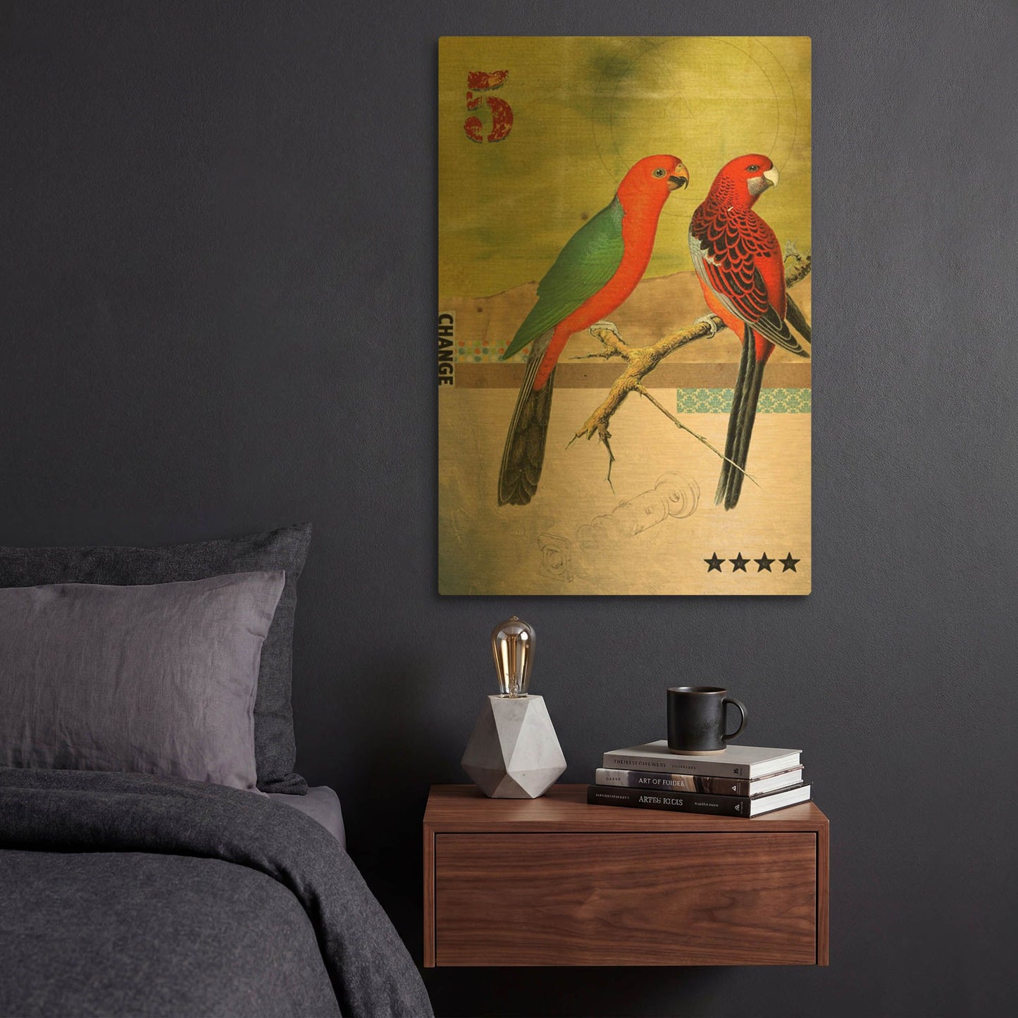 'Birds' By Elo Marc Gold Metal Wall Art