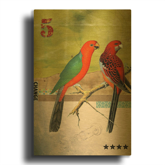 'Birds' By Elo Marc Gold Metal Wall Art