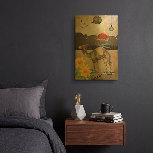 'Desert Is A Lonely Place' By Elo Marc Gold Metal Wall Art