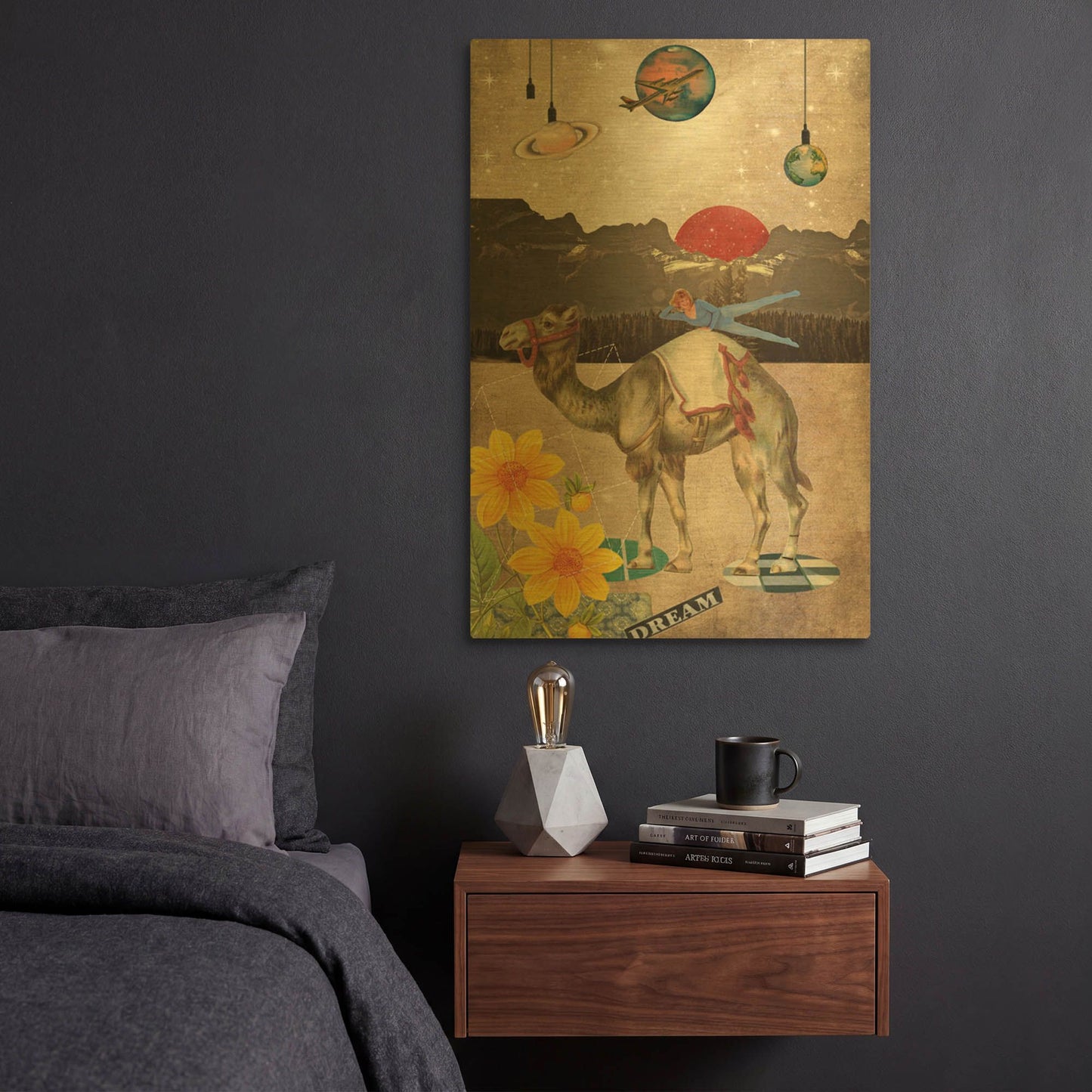 'Desert Is A Lonely Place' By Elo Marc Gold Metal Wall Art