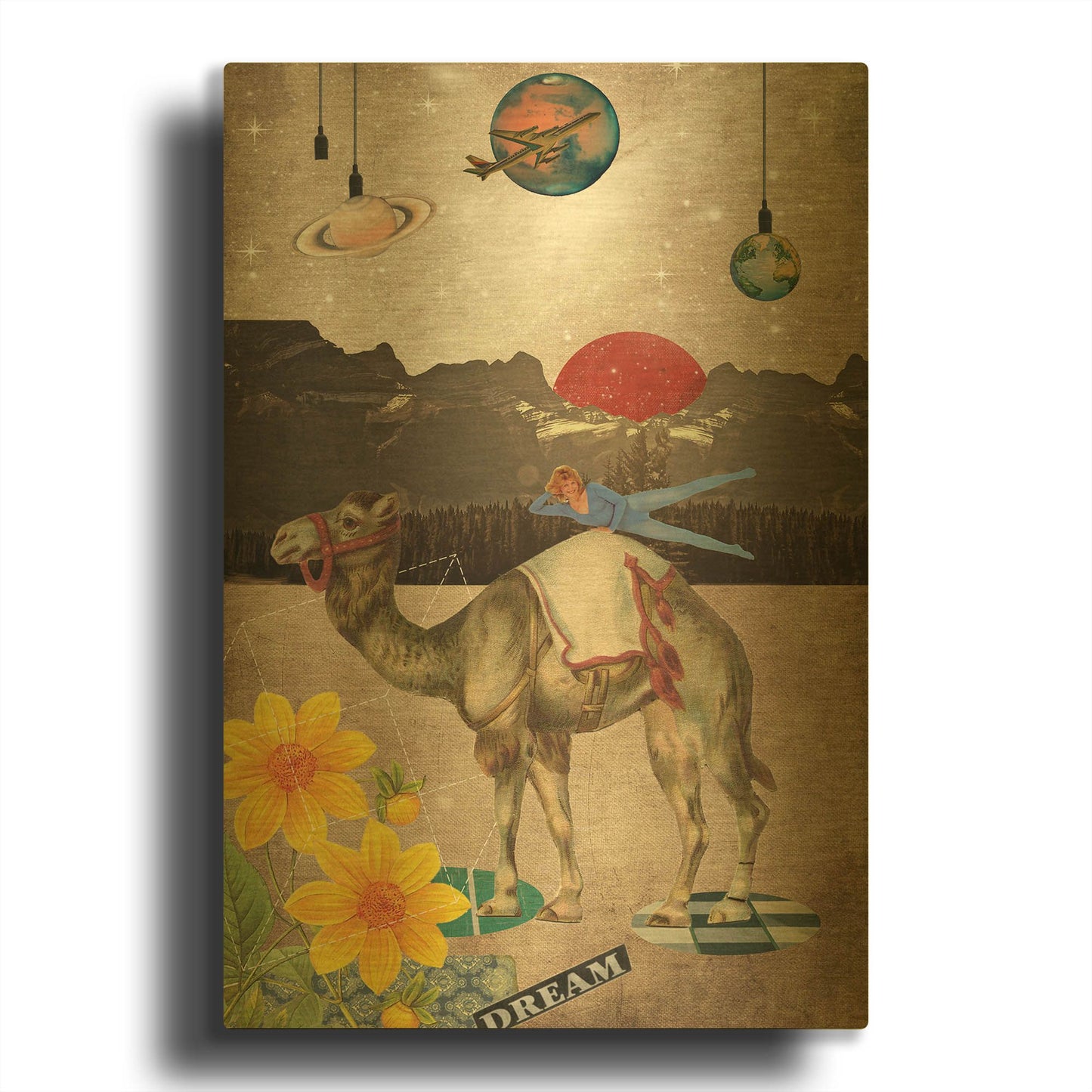 'Desert Is A Lonely Place' By Elo Marc Gold Metal Wall Art
