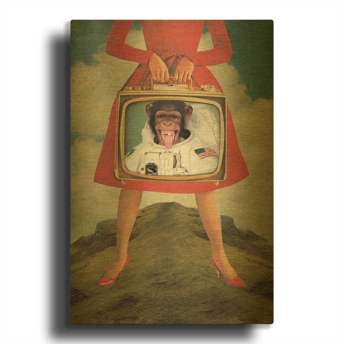 'Monkey See Monkey Do' By Elo Marc Gold Metal Wall Art