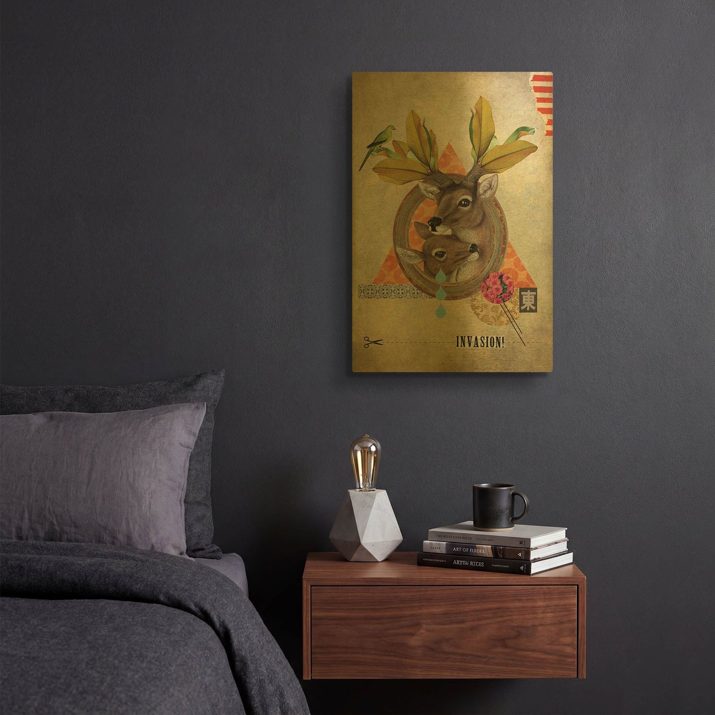 'Oh Deer' By Elo Marc Gold Metal Wall Art